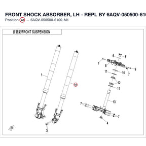 FRONT SHOCK ABSORBER, LH - REPL BY 6AQV-050500-6101-M1 product image