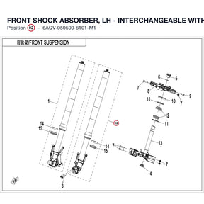 FRONT SHOCK ABSORBER, LH - INTERCHANGEABLE WITH 6AQV-050500-6100-M1 product image