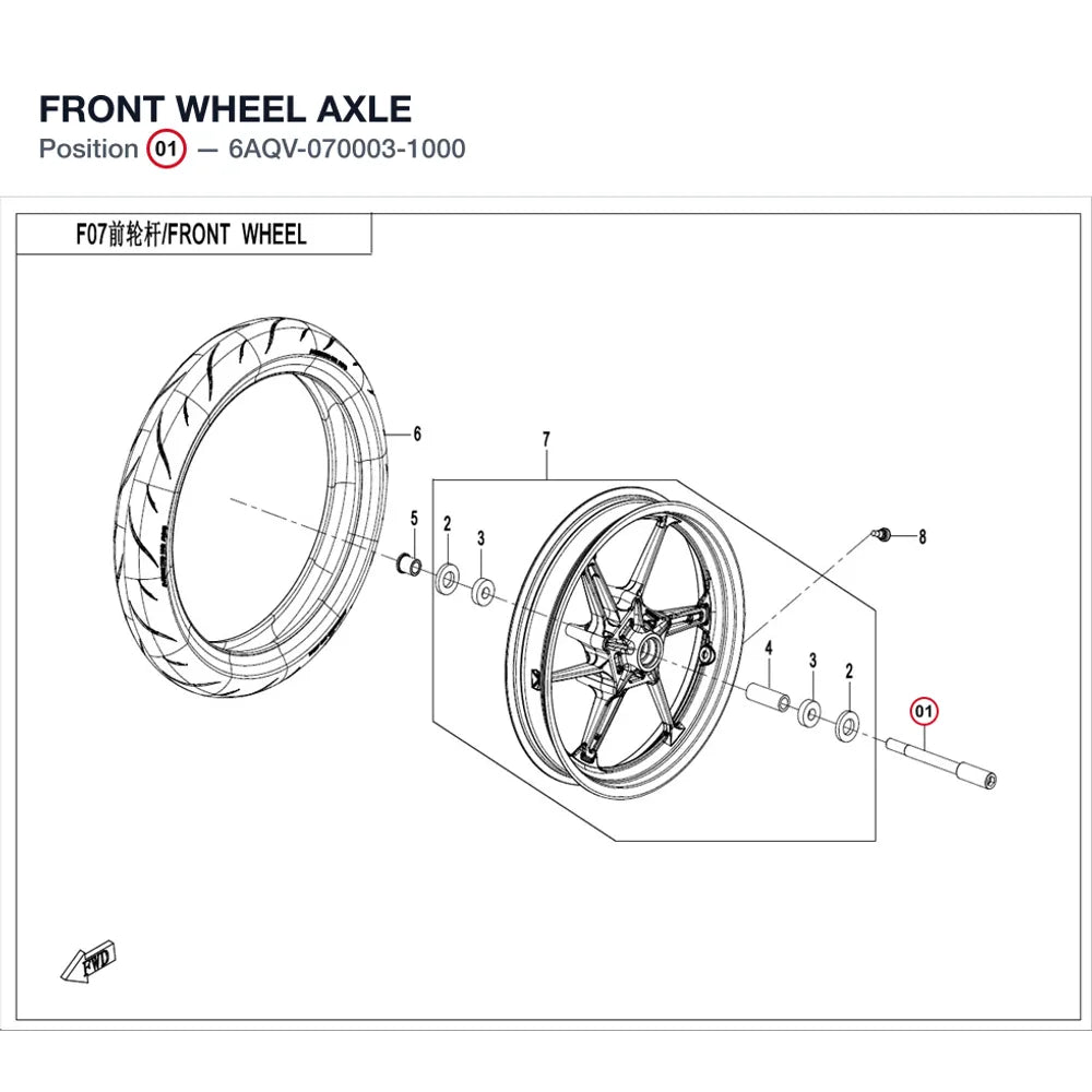 FRONT WHEEL AXLE product image