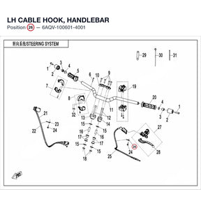 LH CABLE HOOK, HANDLEBAR product image