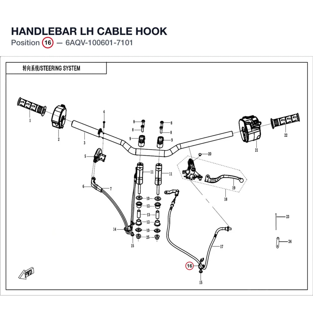 HANDLEBAR LH CABLE HOOK product image