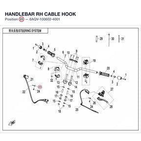 HANDLEBAR RH CABLE HOOK product image