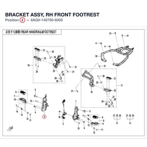 BRACKET ASSY, RH FRONT FOOTREST product image
