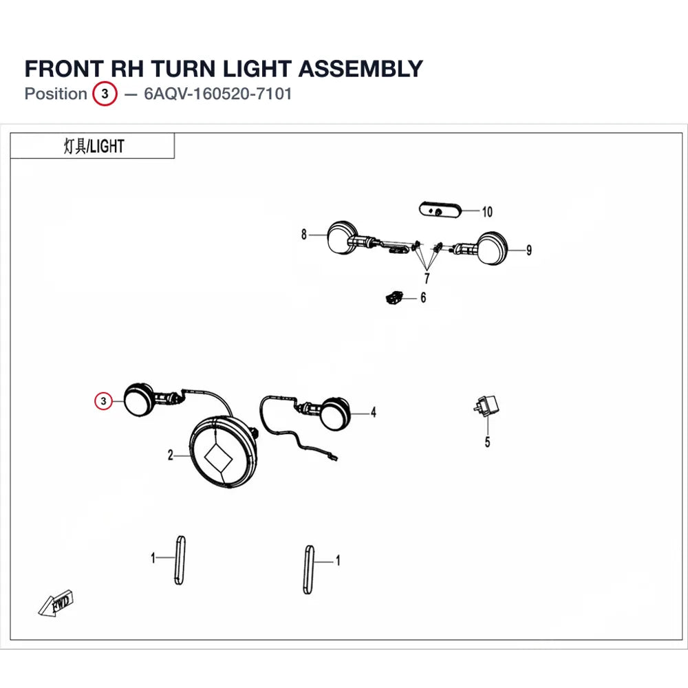 FRONT RH TURN LIGHT ASSEMBLY product image