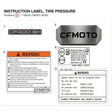 INSTRUCTION LABEL, TIRE PRESSURE product image