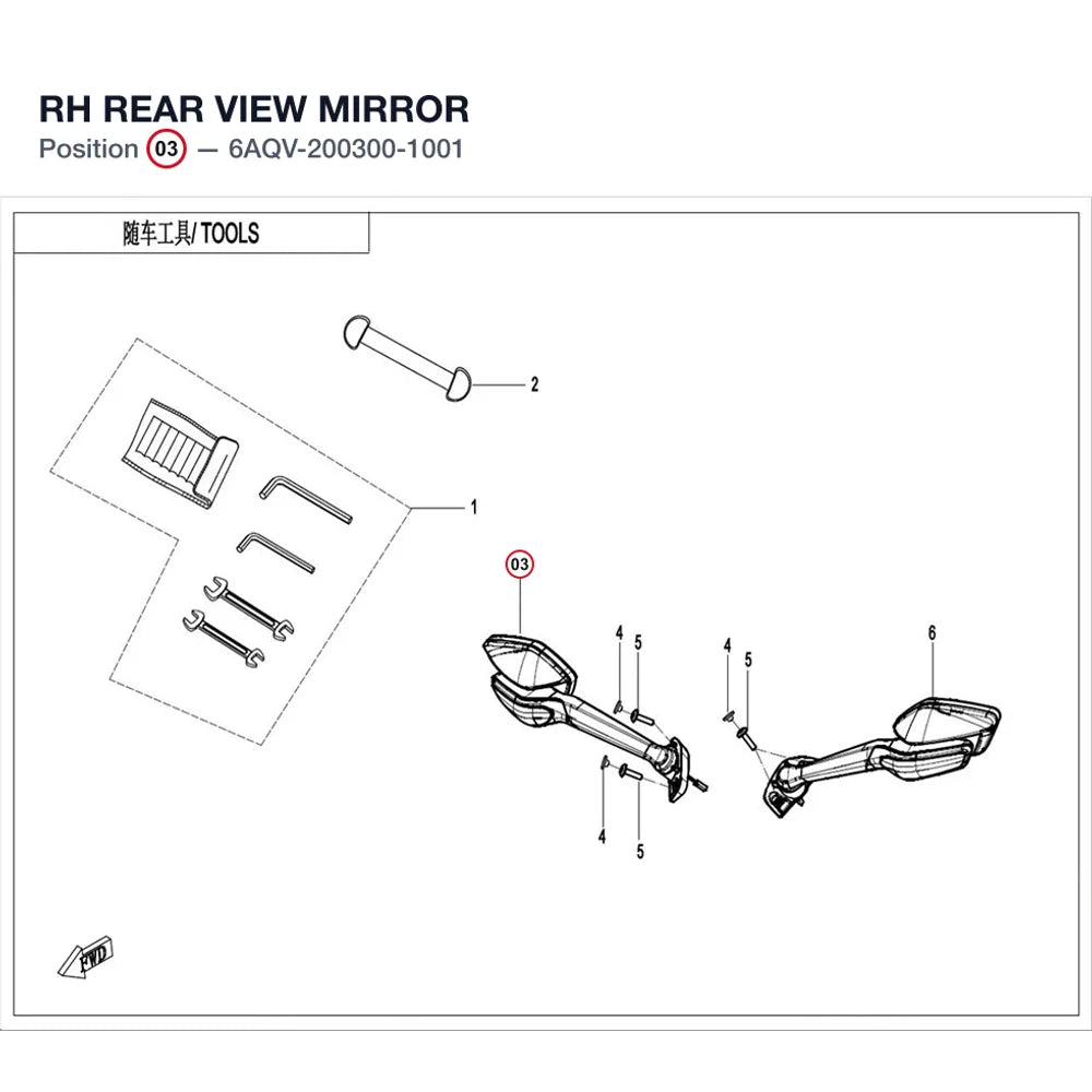 RH REAR VIEW MIRROR product image