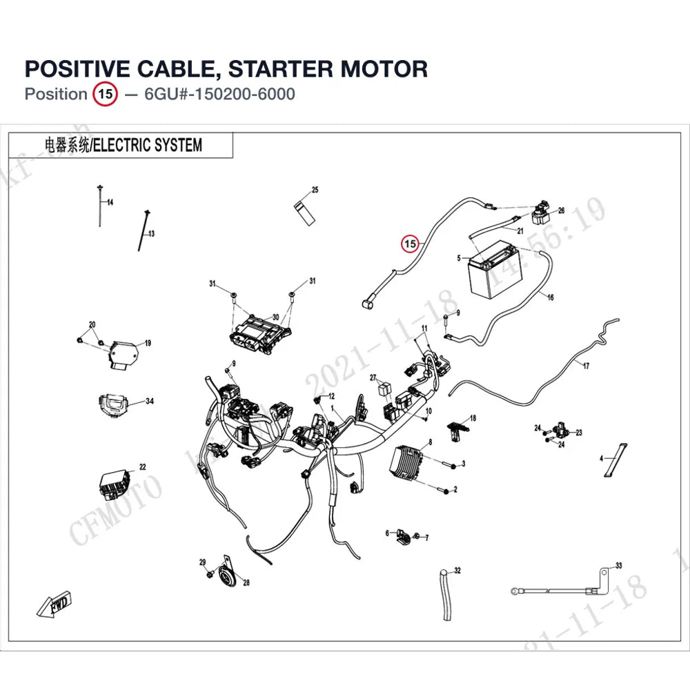 POSITIVE CABLE, STARTER MOTOR product image