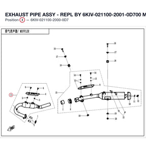 EXHAUST PIPE ASSY - REPL BY 6KIV-021100-2001-0D700 product image