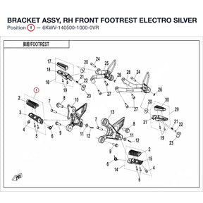 BRACKET ASSY, RH FRONT FOOTREST product image
