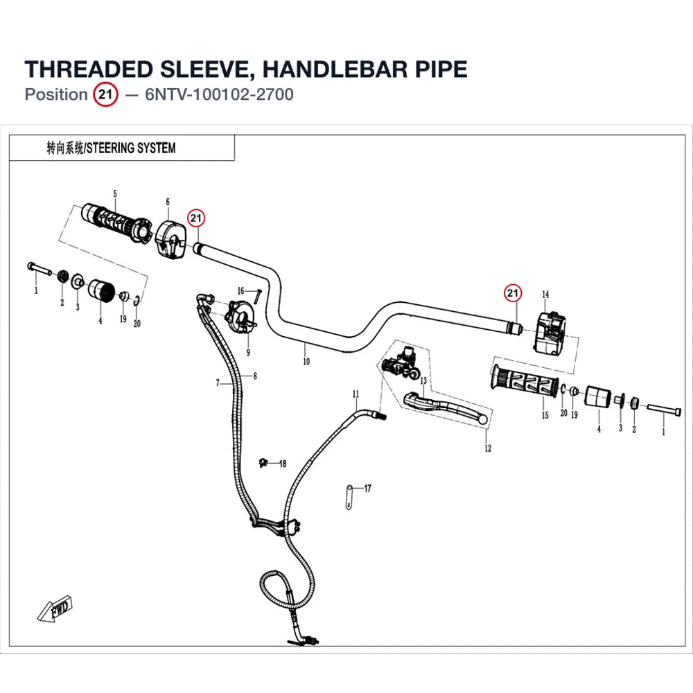 THREADED SLEEVE, HANDLEBAR PIPE product image