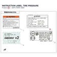 INSTRUCTION LABEL, TIRE PRESSURE product image