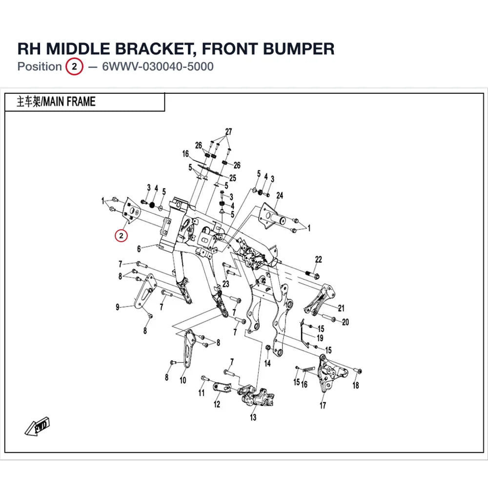 RH MIDDLE BRACKET, FRONT BUMPER product image