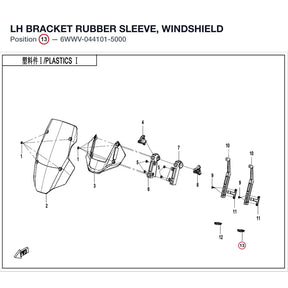 LH BRACKET RUBBER SLEEVE, WINDSHIELD product image