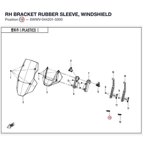 RH BRACKET RUBBER SLEEVE, WINDSHIELD product image