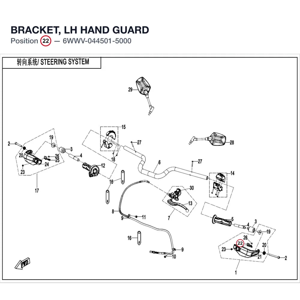 BRACKET, LH HAND GUARD product image