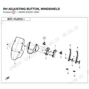 RH ADJUSTING BUTTON, WINDSHIELD product image