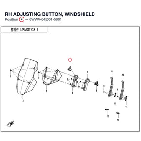 RH ADJUSTING BUTTON, WINDSHIELD product image