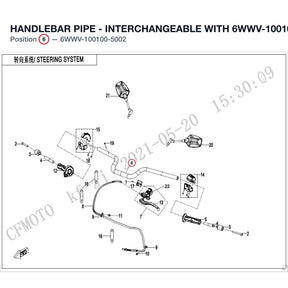 HANDLEBAR PIPE - INTERCHANGEABLE WITH 6WWV-100100-5001 product image