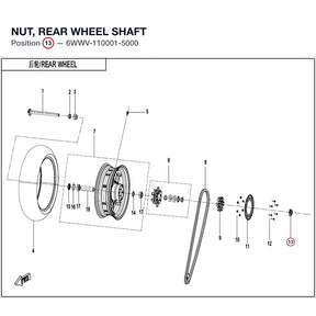 NUT, REAR WHEEL SHAFT product image