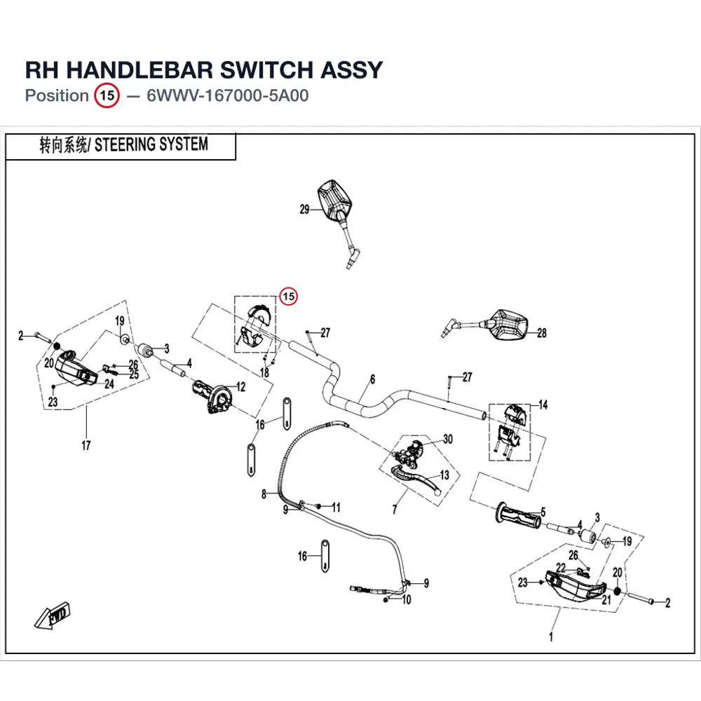 RH HANDLEBAR SWITCH ASSY product image