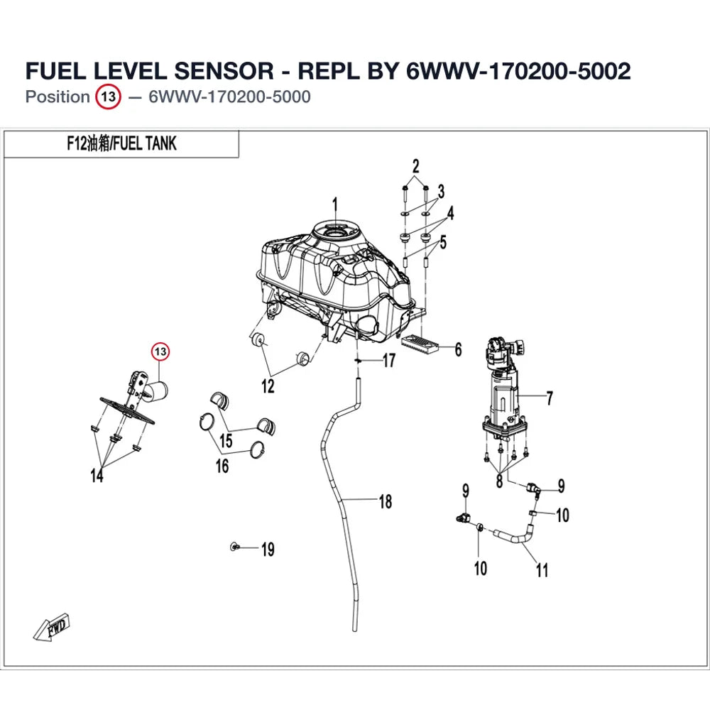 FUEL LEVEL SENSOR - REPL BY 6WWV-170200-5002 product image