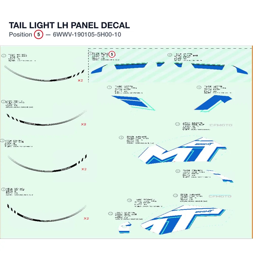 TAIL LIGHT LH PANEL DECAL product image