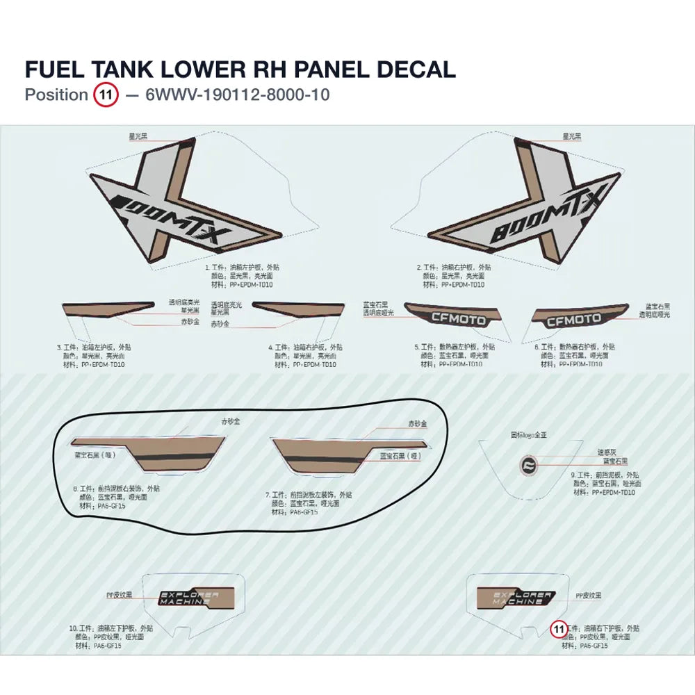 FUEL TANK LOWER RH PANEL DECAL product image
