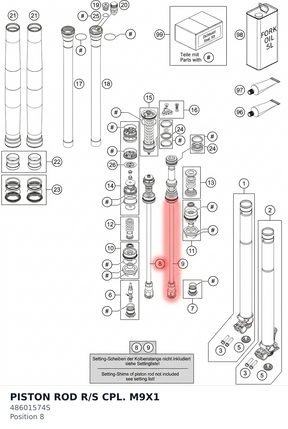 Diagram preview: PISTON ROD R/S CPL. M9X1 (48601574S)