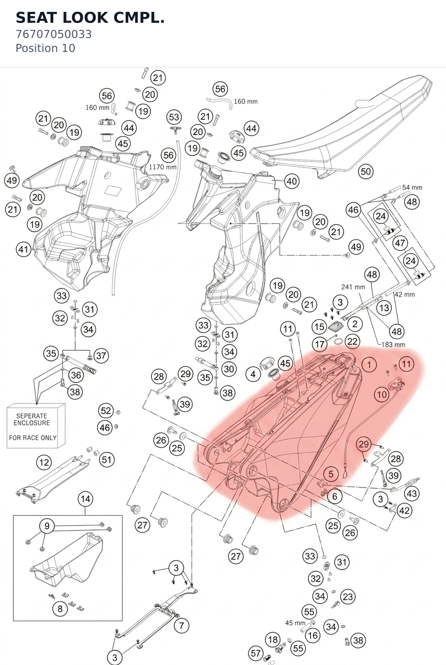 Diagram preview: SEAT LOOK CMPL. (76707050033)