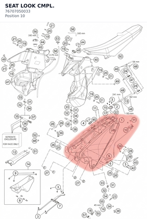Diagram preview: SEAT LOOK CMPL. (76707050033)