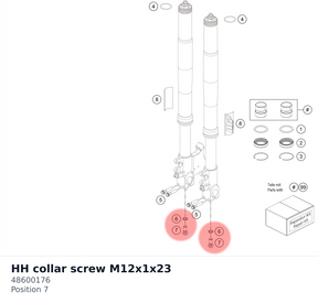 Diagram preview: HH collar screw M12x1x23 (48600176)