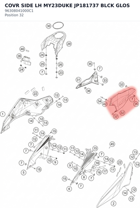 Diagram preview: COVR SIDE LH MY23DUKE JP181737 BLCK GLOS (96308041000C1)