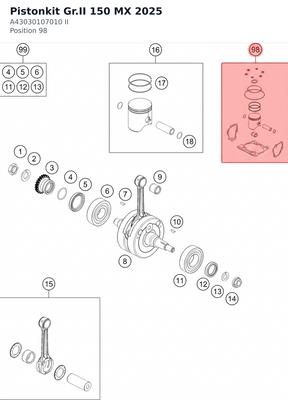 Diagram preview: Pistonkit Gr.II 150 MX 2025 (A43030107010 II)