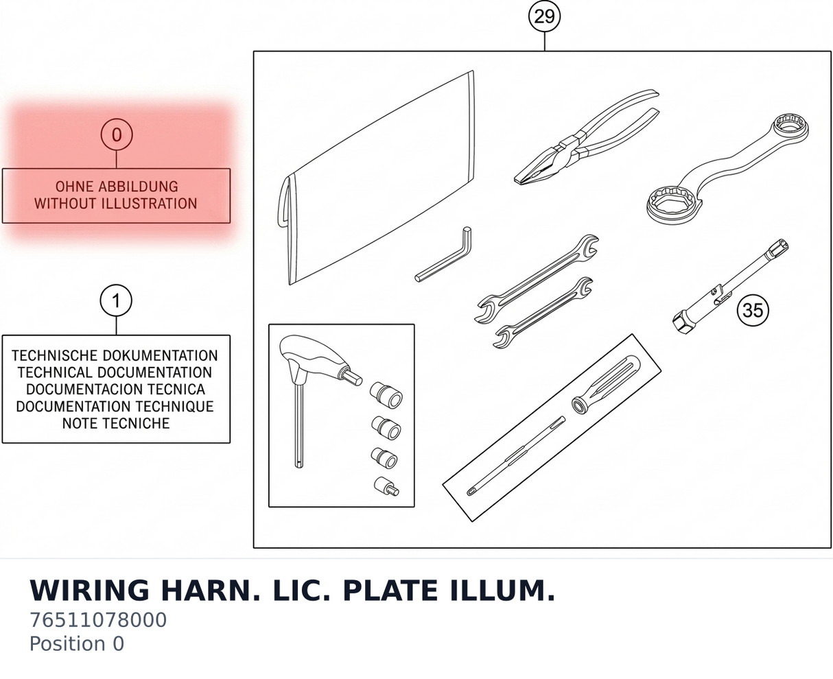 Diagram preview: WIRING HARN. LIC. PLATE ILLUM. (76511078000)