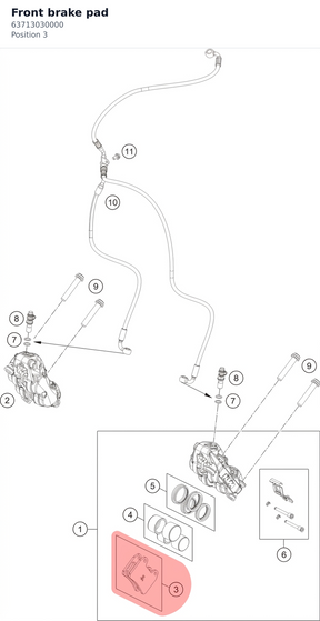Diagram preview: Front brake pad (63713030000)