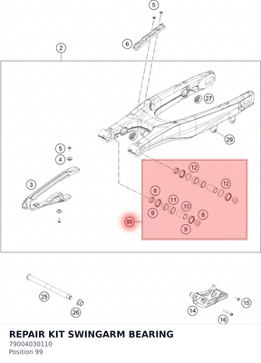 Diagram preview: REPAIR KIT SWINGARM BEARING (79004030110)