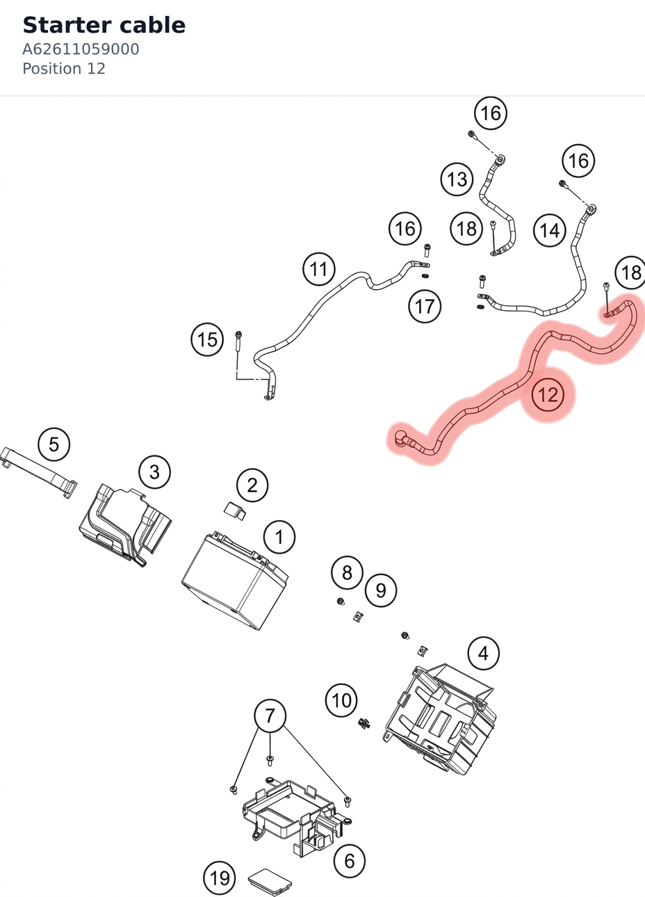 Diagram preview: Starter cable (A62611059000)