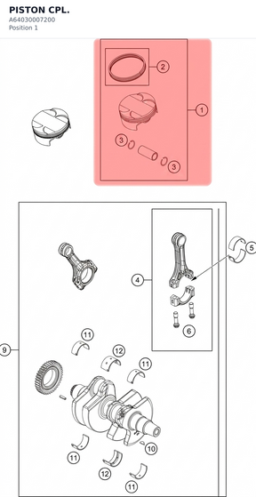 Diagram preview: PISTON CPL. (A64030007200)