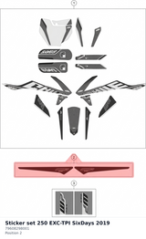 Diagram preview: Sticker set 250 EXC-TPI SixDays 2019 (79608298001)