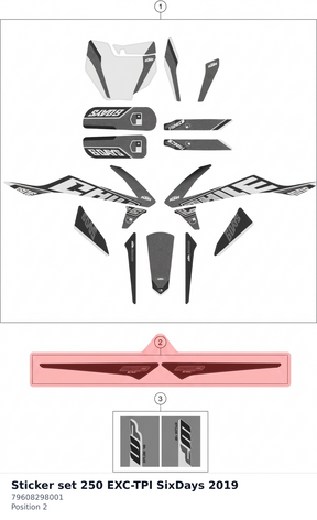 Diagram preview: Sticker set 250 EXC-TPI SixDays 2019 (79608298001)