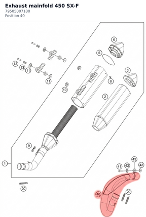 Diagram preview: Exhaust mainfold 450 SX-F (79505007100)