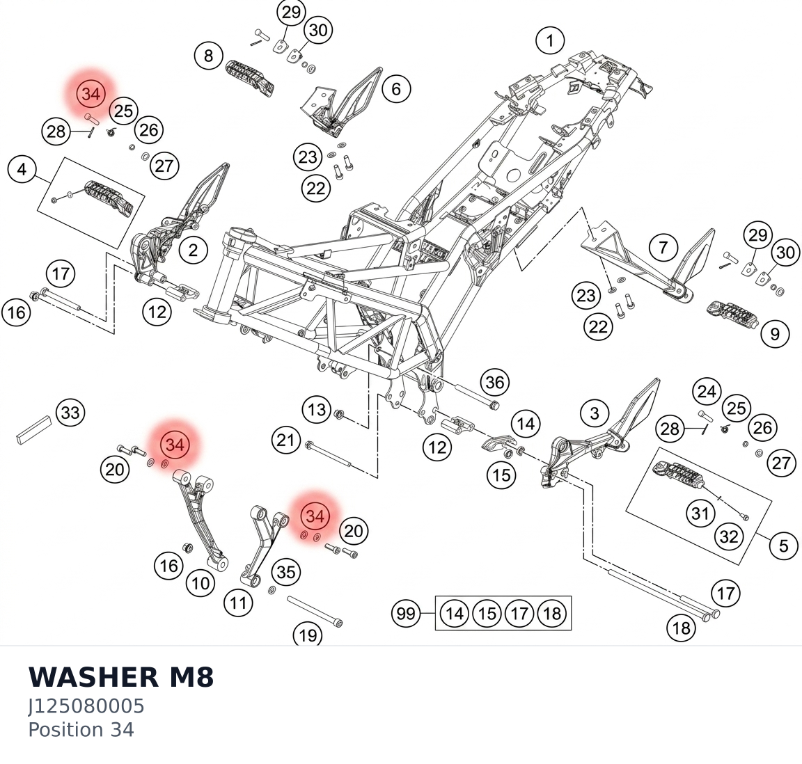 Diagram preview: WASHER M8 (J125080005)