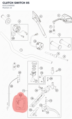 Diagram preview: CLUTCH SWITCH               05 (61011049000)