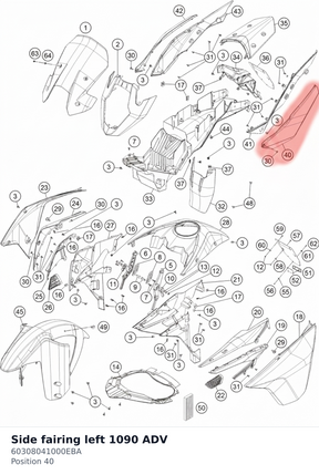 Diagram preview: Side fairing left 1090 ADV (60308041000EBA)
