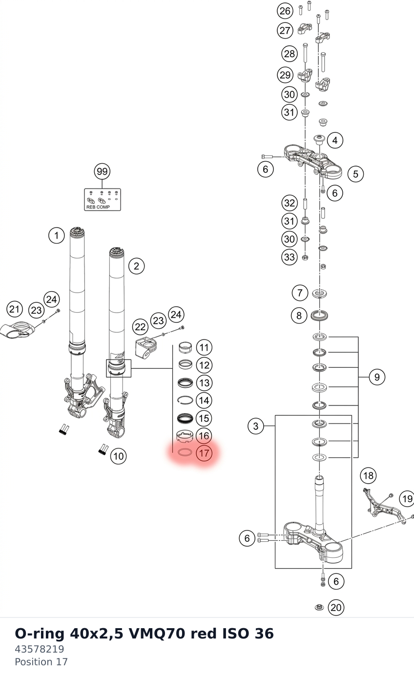 Diagram preview: O-ring 40x2,5 VMQ70 red ISO 36 (43578219)