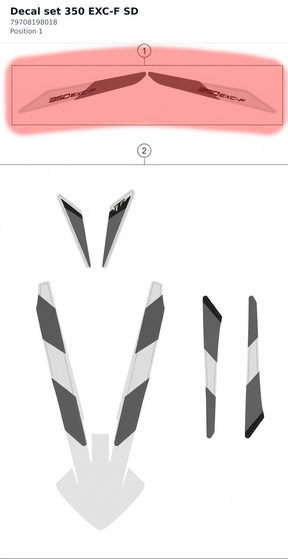 Diagram preview: Decal set 350 EXC-F SD (79708198018)
