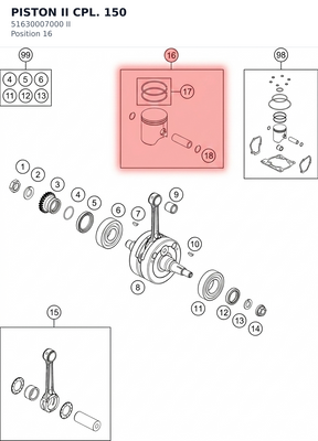 Diagram preview: PISTON II CPL. 150 (51630007000 II)