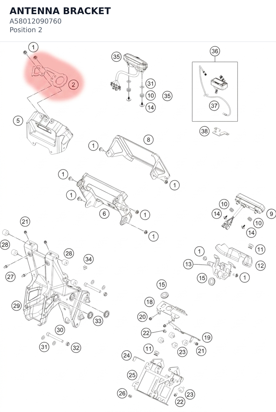 Diagram preview: ANTENNA BRACKET (A58012090760)