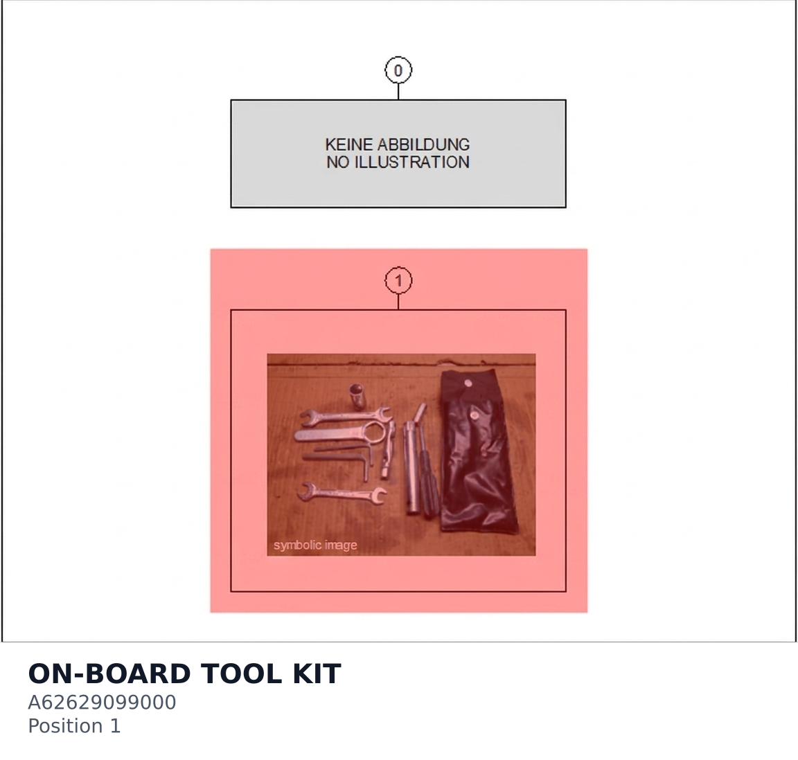 Diagram preview: ON-BOARD TOOL KIT (A62629099000)