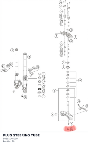 Diagram preview: PLUG STEERING TUBE (90501046000)